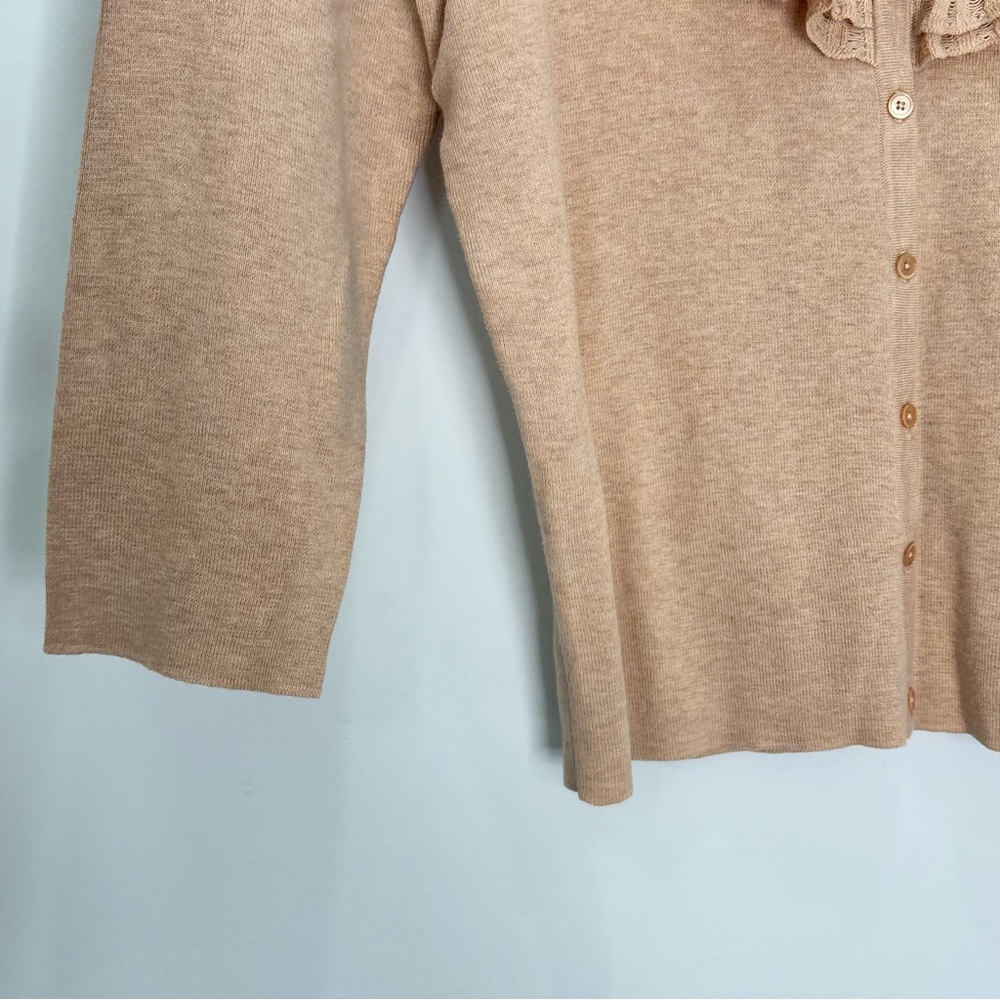 Talbots Ruffle Sweater Cardigan Size XL NEW Neutral Preppy E85 - Picture 5 of 16